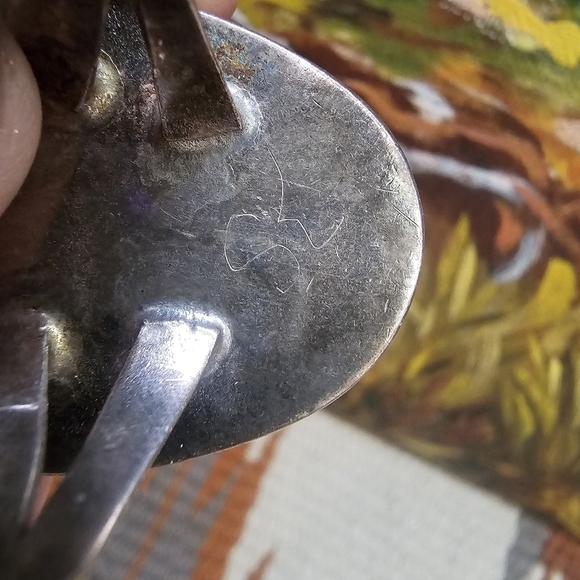 Large Vintage Signed Turquoise Sterling Native American Statement Ring - Picture 8 of 11